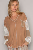 v neck balloon sleeve relaxed top