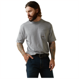 10043828 Ariat Men's Rebar Cotton Strong American Outdoors Short Sleeve Tee - Heather Grey