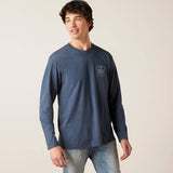 Ariat mens long sleeve crest line navy heather 10047591