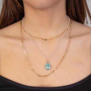 Dainty Teardrop Necklace - Turquoise