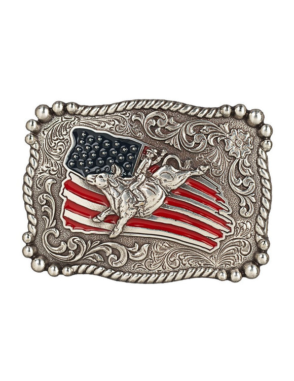 NOCONA KID'S DISTRESSED FLAG BULL RIDER BELT BUCKLE