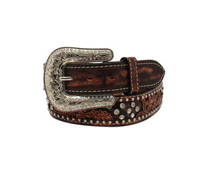 Angel Ranch Women's Tooled Overlay Stone Belt