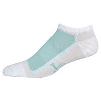 JUSTIN WOMEN'S NO SHOW HEEL & TOE CUSHION SOCK, WHITE & LIGHT TURQ, 3 PACK 20145WHT