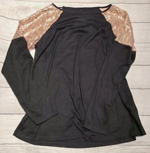 black long sleeve with sparkle shoulders