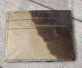 leather and hair on hide card holder- purple heart