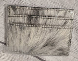 leather and hair on hide card holder- middle sunflower