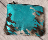 blue acid wash hair on hide pouch