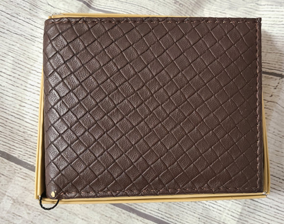 brown weaved wallet