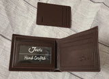 brown card holder and wallet