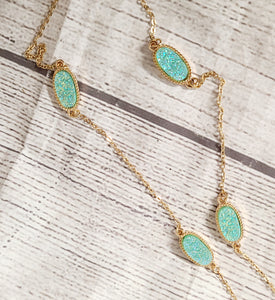 long druzy necklace