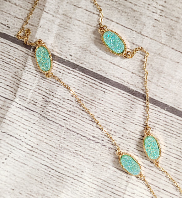 long druzy necklace