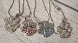 rhinestone paw print necklace