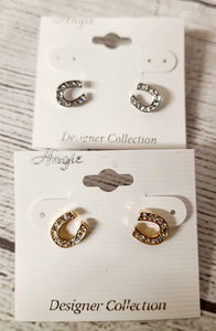 rhinestone horseshoe stud earring