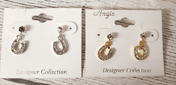 rhinestone horseshoe dangle earring