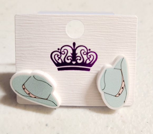 light blue cowboy hat earring