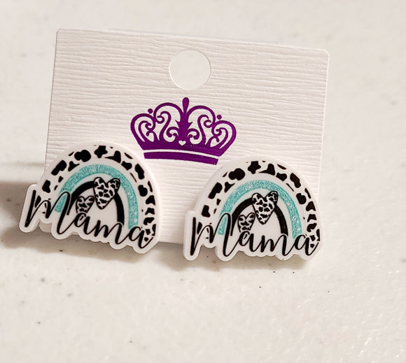 teal mama rainbow earring