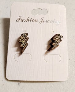 leopard print lightning bolt earring