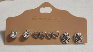 3 pack stud earring- heart