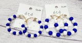 game day blue and white- clay large hoop earring