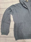 crochet knit pointelle hoodie sweater