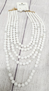 whimsical chandelier white bead necklace