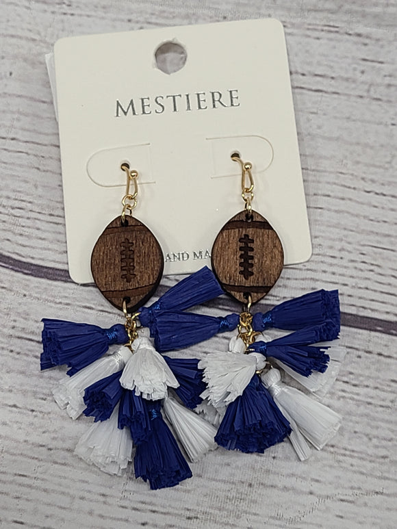 game day- blue and white football tassel