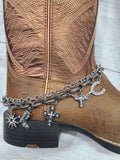 silver rhinestone western charm boot bracelet