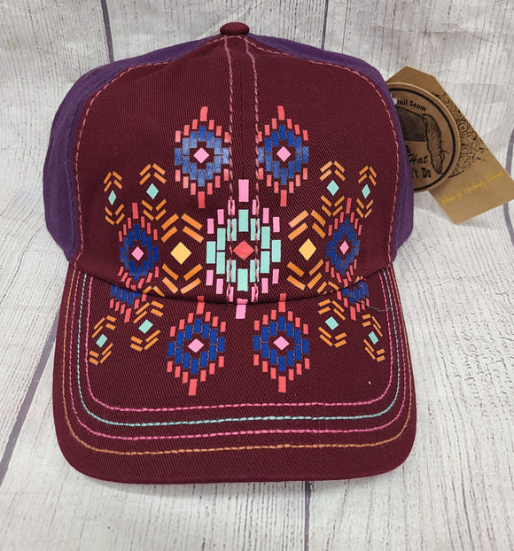 burgundy aztec hat