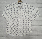 mens snap long sleeve snap shirt- cream horses