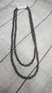 2 strand Navajo bead necklace- silver