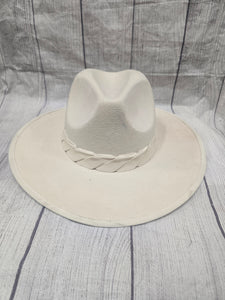 cream fashion hat with cream band