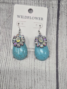 blingy faux turquoise stone earrings