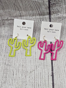 neon cactus earrings