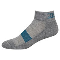 JUSTIN WOMEN'S LOW CUT SOCK, LIGHT GREY WITH TURQUOISE LOGO, 3 PACK 21874GRY