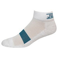 JUSTIN WOMEN'S LOW CUT SOCK, WHITE WITH TURQUOISE LOGO, 3 PACK 21874WHT