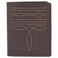 JUSTIN CARD WALLET BROWN W/BOOT STITCH DETAIL 22125783W3