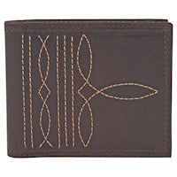 JUSTIN BIFOLD WALLET BROWN W/BOOT STITCH DETAIL 22125842W3