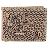 RED DIRT BIFOLD WALLET VACHETTA LEATHER W/BASKETWEAVE TOOLING