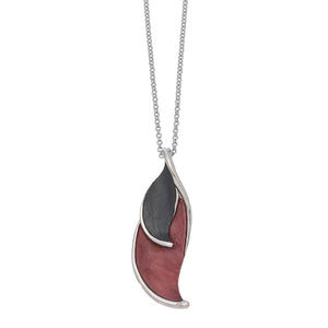 Red/Grey Enamel Leaf Pend Nk