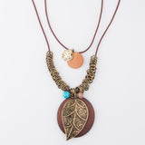 Braelyn Layered Leaf Pendant Necklace