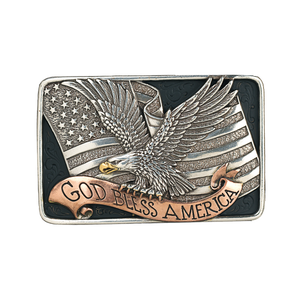 Nocona Men's Rectangle God Bless America Belt Buckle 37913