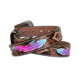 Angel Ranch Ladies Tooled Tab Feathered Arrow Brown Belt D140001308