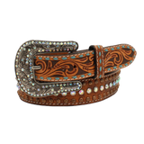 Angel Ranch Ladies Tooled Tab Feathered Arrow Brown Belt D140001308