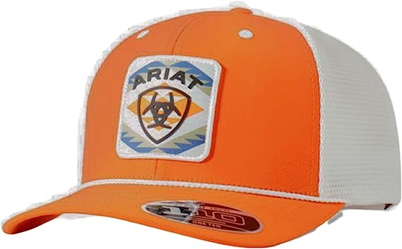 ARIAT FLEXFIT 110 MEN'S CAP ORANGE SOUTHWEST PATCH A300083526