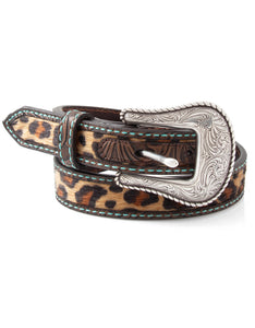 Ariat Girls' 1" Leopard Print Belt - Brown