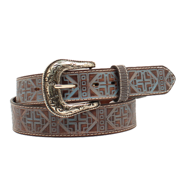 A1580027 Ariat Women's Tooled Cross Leather Belt - Blue