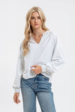 EXPOSED SEAM RELAXED LONG SLEEVE KNIT TOP