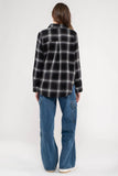 COLLARED PLAID LONG SLEEVE WOVEN TOP