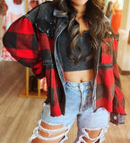 buffalo plaid cord sequin acid wash shacket