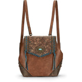 Ladies Justin Turquoise Embossed Leather Back Pack